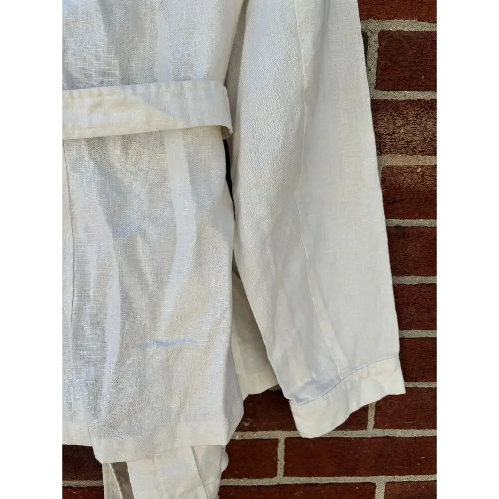 Jones New York Country White Linen Blend Belted Button Up Jacket Shirt Women’s - Picture 14 of 15